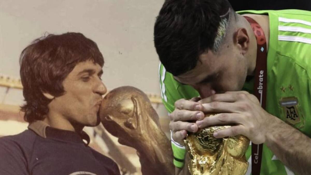 Dibu Martínez y el Pato Fillol. Foto: NA