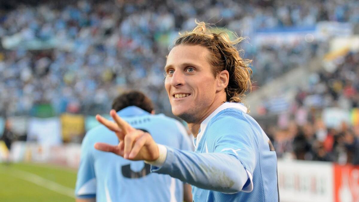 Diego Forlán en la selección de Uruguay. Foto: NA (Marcelo Capece)