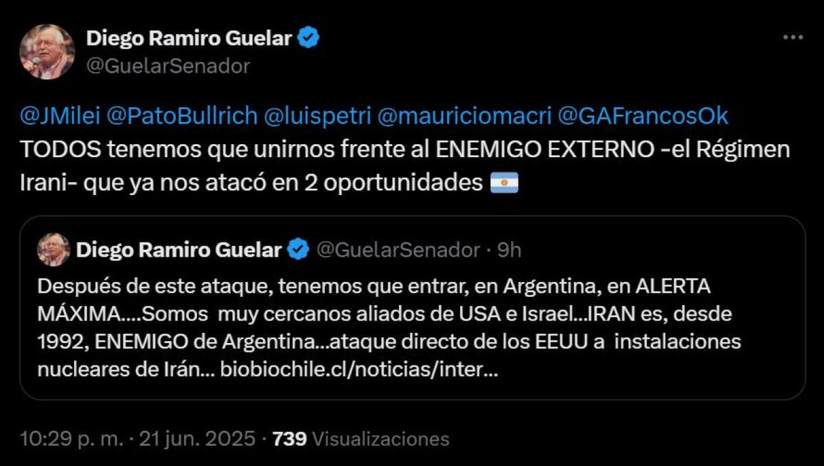 Diego Guelar solicitó que Argentina entre en alerta máxima.