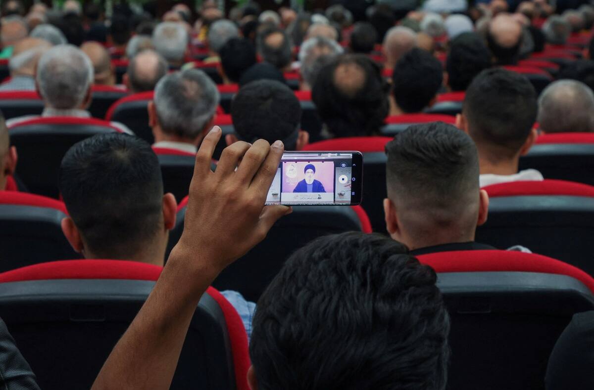 Discurso de Hasán Nasrala, líder de Hezbollah. Foto: Reuters.