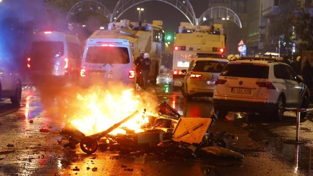 Disturbios en Bélgica tras perder en el Mundial de Qatar. Foto: EFE.