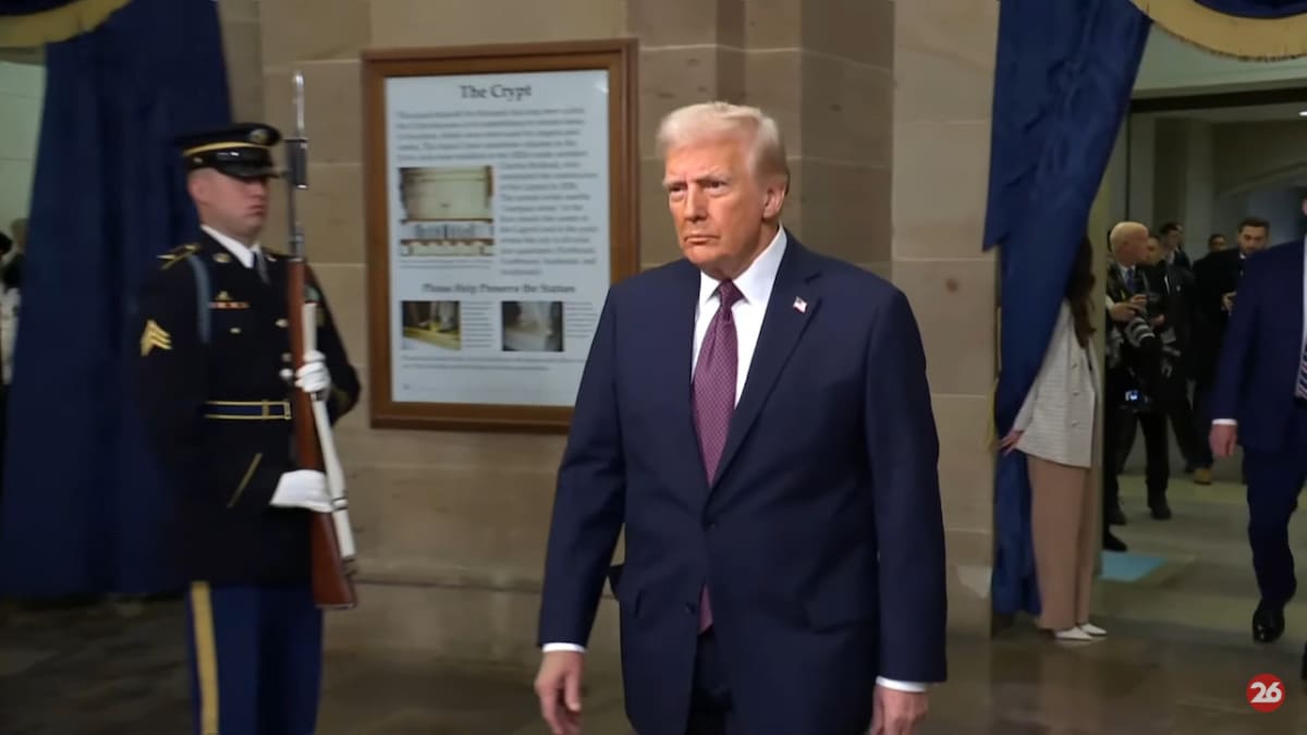 Donald Trump en su ingreso a la jura de la presidencia de Estados Unidos. Foto: Captura.