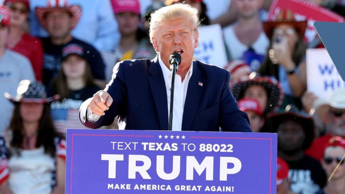 Donald Trump en su primer mitin electoral en Texas. Foto: EFE.