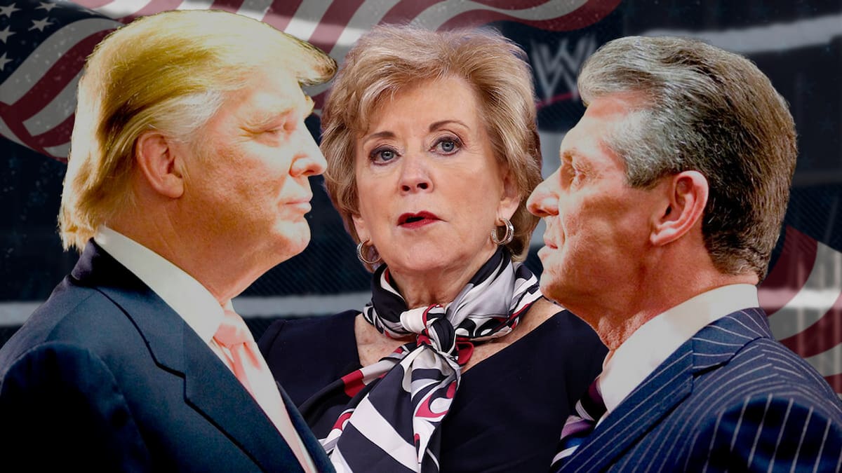 Donald Trump, Linda McMahon y Vince McMahon.