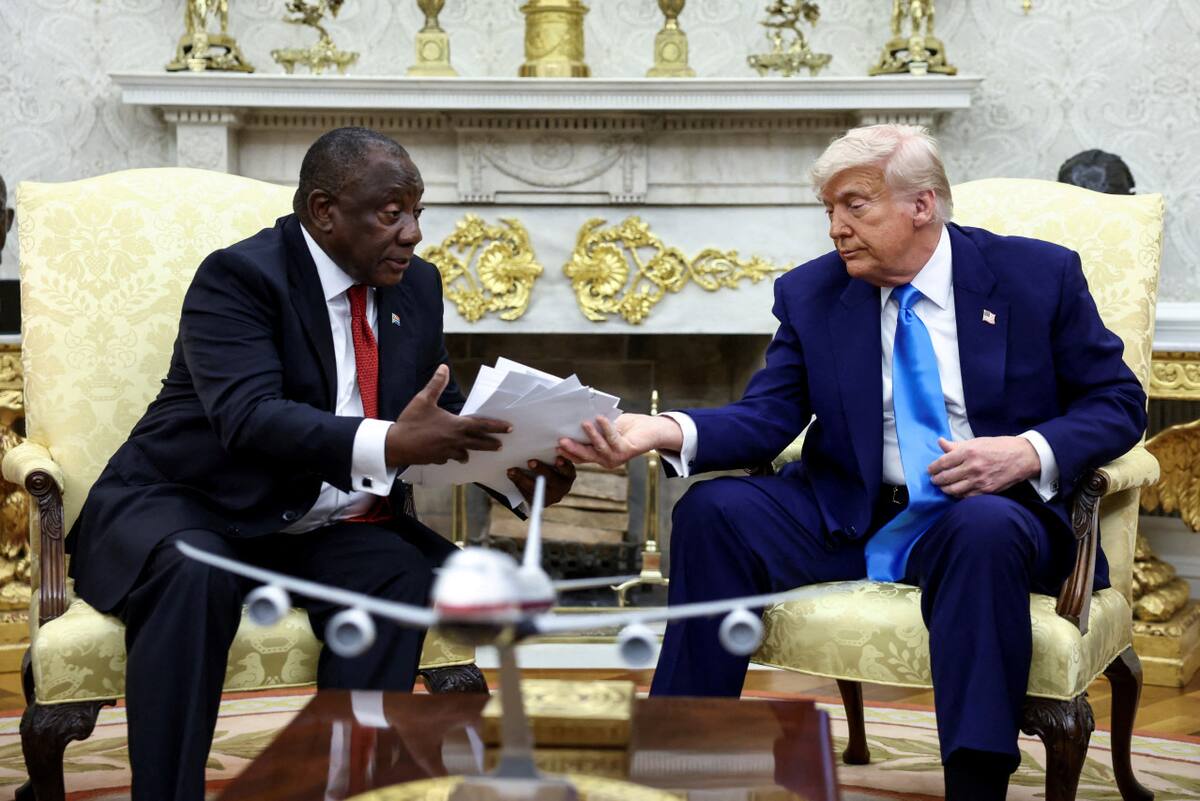 Donald Trump y el presidente de Sudáfrica, Cyril Ramaphosa. Foto: REUTERS.