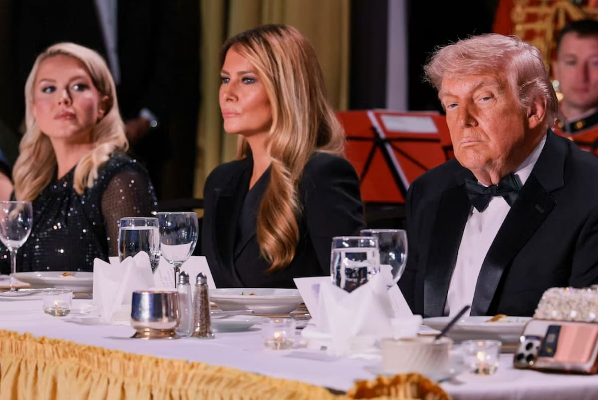 Donald Trump y Melania Trump en la cena de corresponsales de la Casa Blanca antes del tiroteo