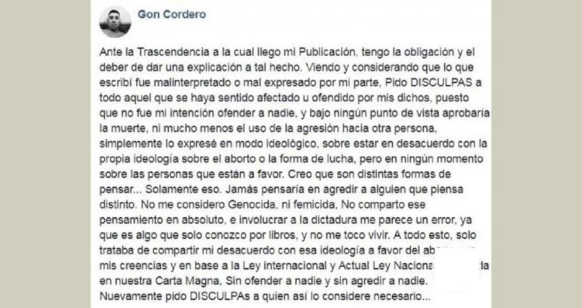 Echaron a policía cordobés que quería a hacer puntería sobre pañuelos verdes