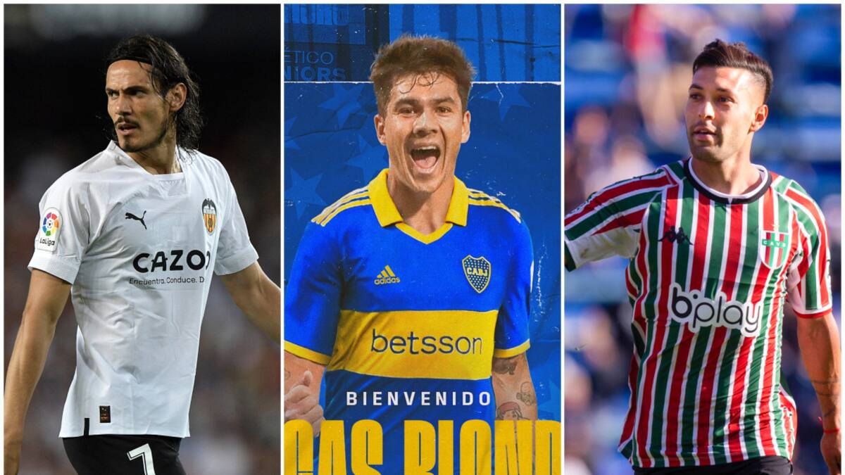 Edinson Cavani, Lucas Blondel y Lucas Janson en Boca.