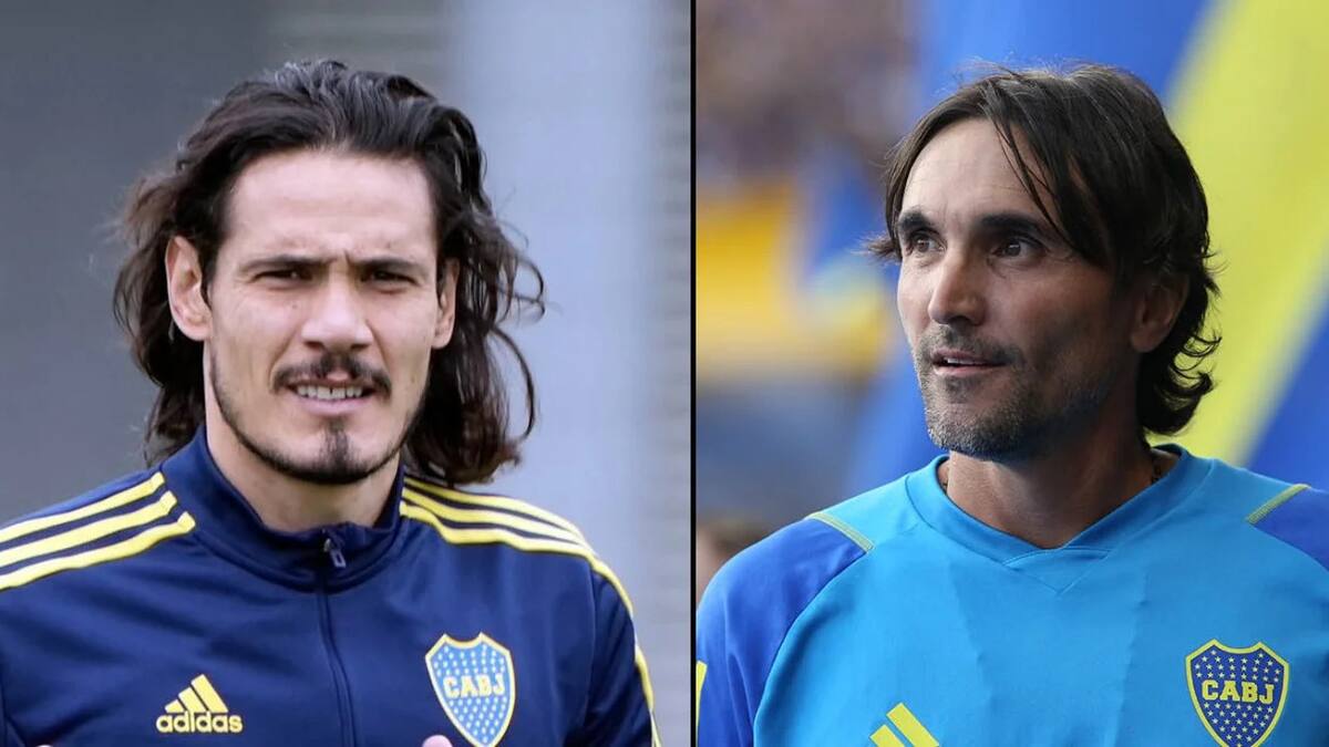 Edinson Cavani y Diego Martínez, Boca. Foto: NA