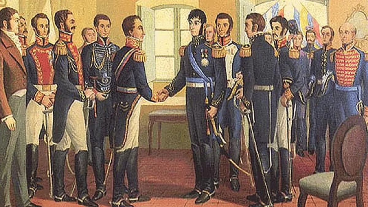 El 26 y 27 de julio de 1822, San Martín y Bolívar se encontraron en el actual territorio de Ecuador