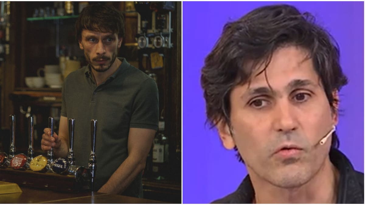El actor de la película y Ramiro Simón, el "Bebé Reno" de Argentina. fotos: prensa Netflix - captura América TV.