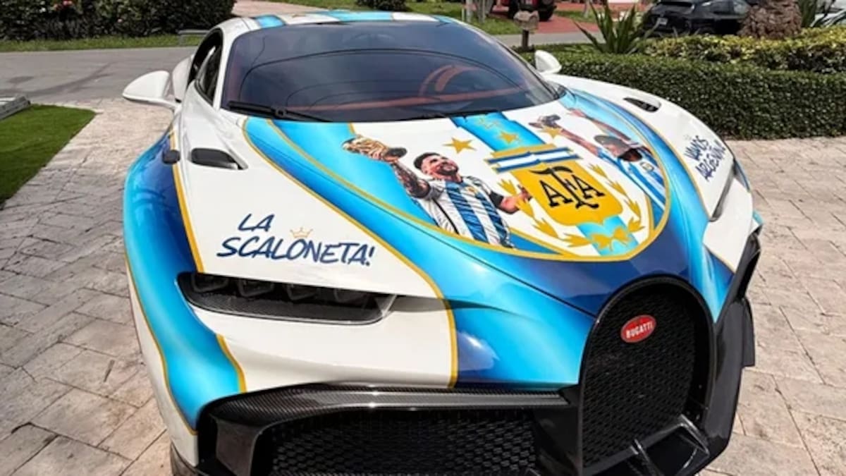 Un argentino ploteó un Bugatti Chiron Pur Sport con los colores de la Selección y revolucionó Miami