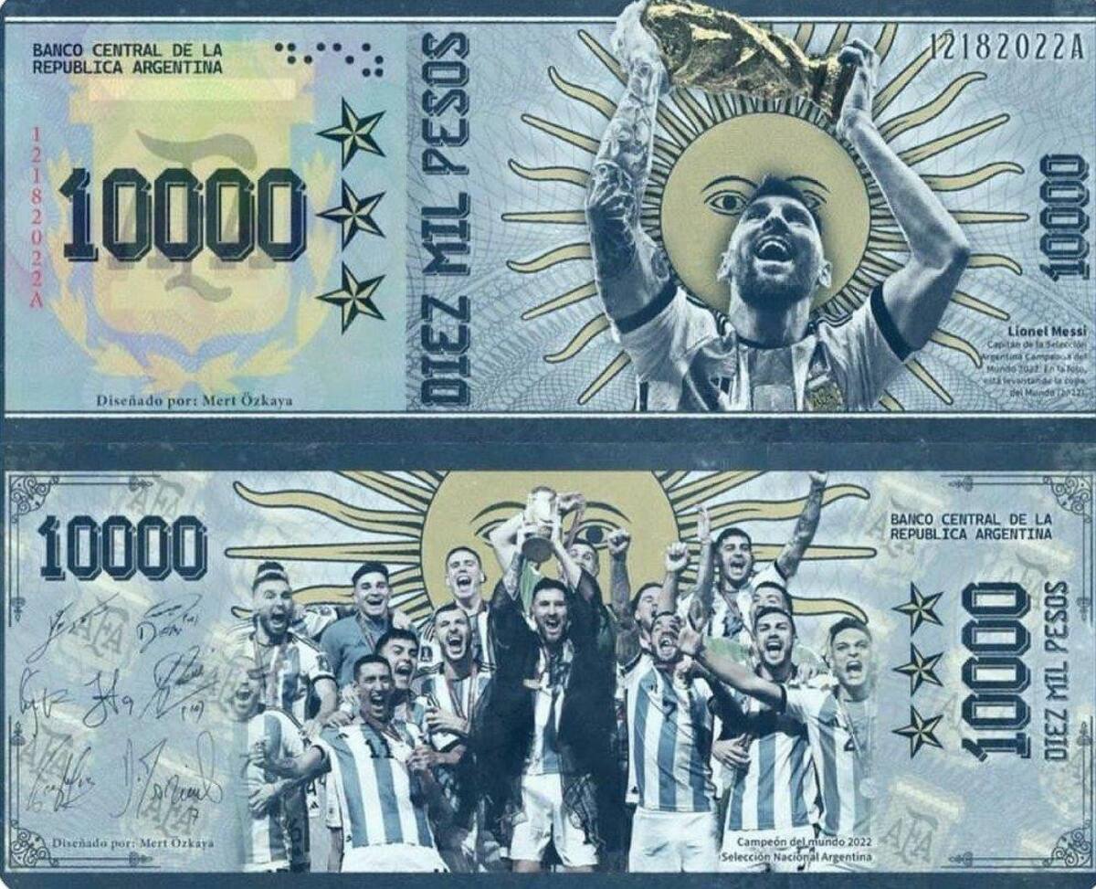 El billete viral con Messi. Foto: Twitter.
