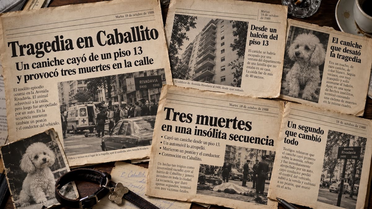 A 38 años de la “tragedia del caniche”: el perro que cayó de un piso 13 en Caballito y provocó tres muertes en cadena