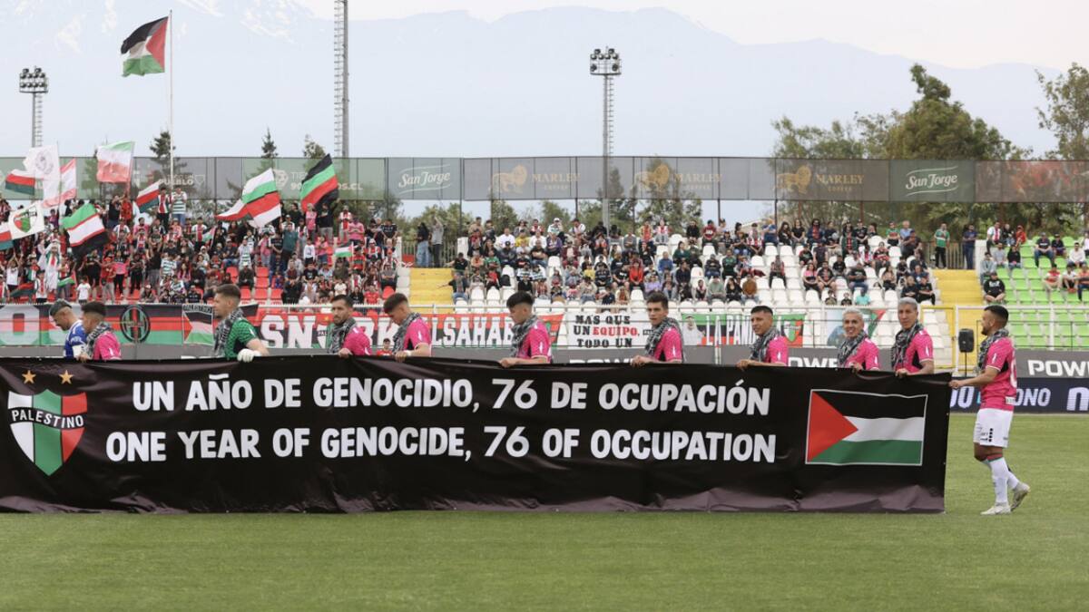 El Club Deportivo Palestino recordó el genocidio en Gaza. Foto: X @CDPalestinoSADP