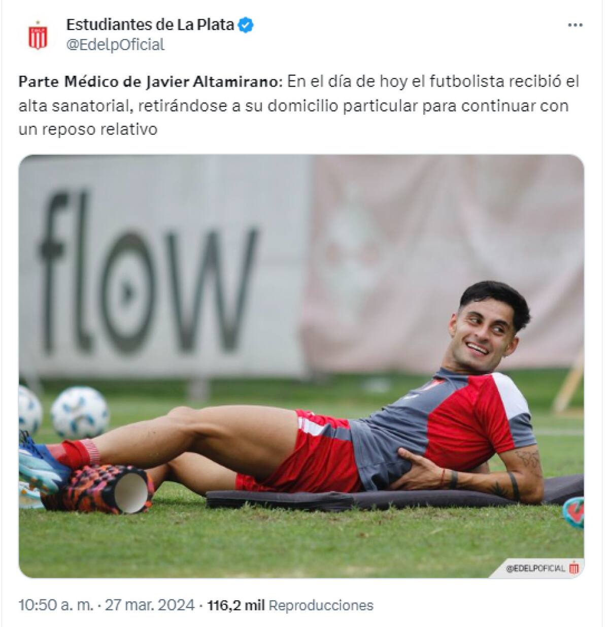 El comunicado de Estudiantes de La Plata sobre Javier Altamirano. Foto: Captura.