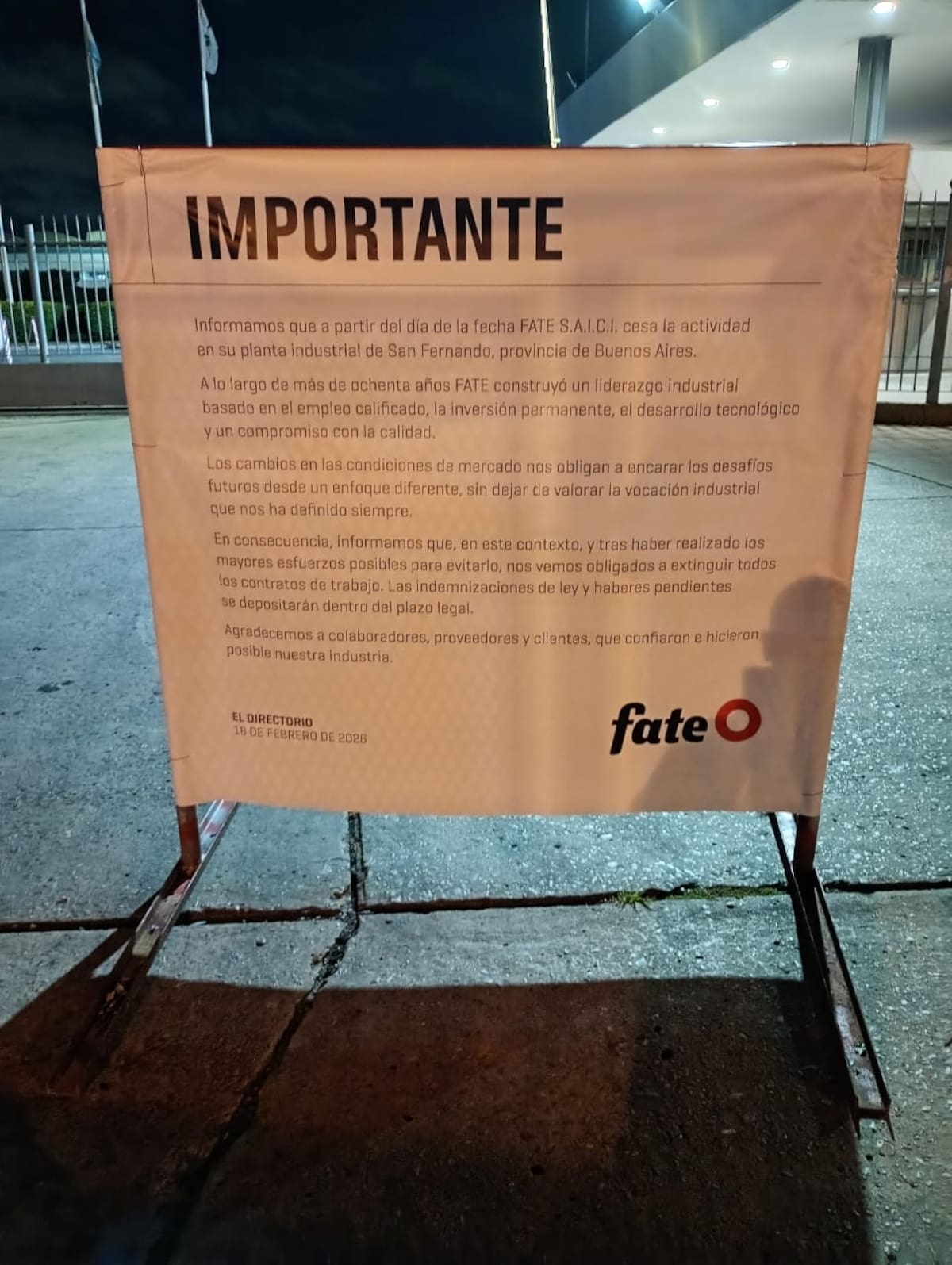 El comunicado de Fate anunciando el cierre.
