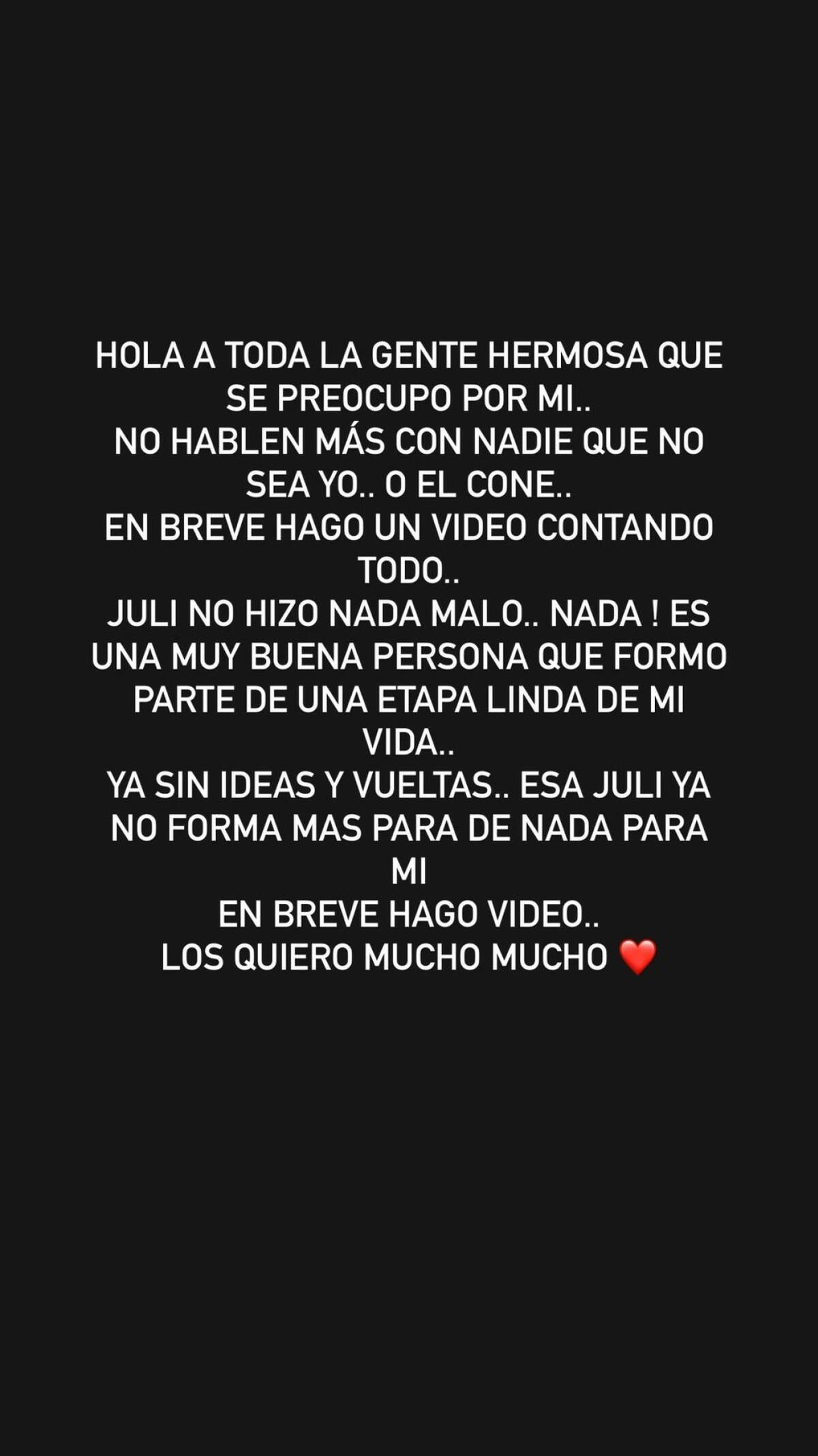 El comunicado de Maximiliano Guidici. Foto: Instagram @max_pela.