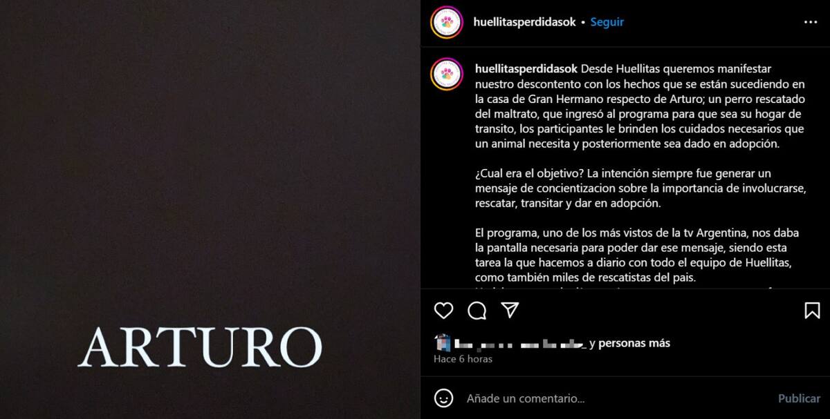 El comunicado sobre Arturo. Foto: Instagram