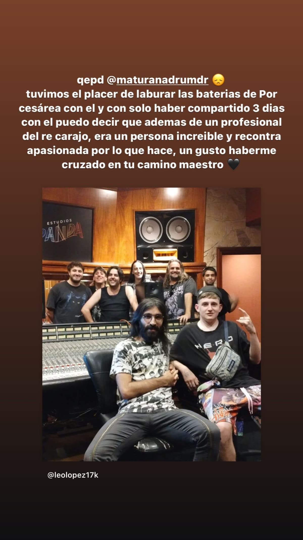 El conmovedor mensaje de Dillom. Foto: Instagram @rip.dillom