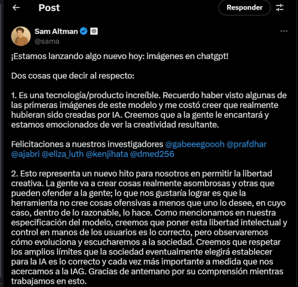 El creador de ChatGPT anunció la creación de imágenes con la plataforma.