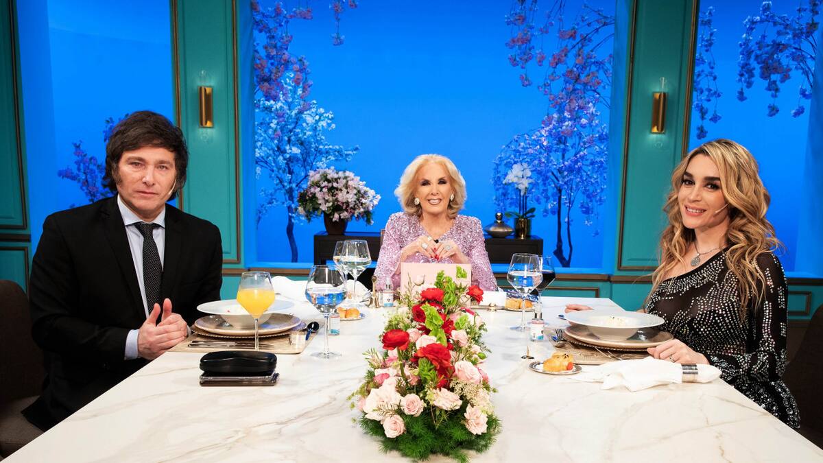 El debut de Mirtha Legrand con Javier Milei y Fátima Flórez. Foto: NA