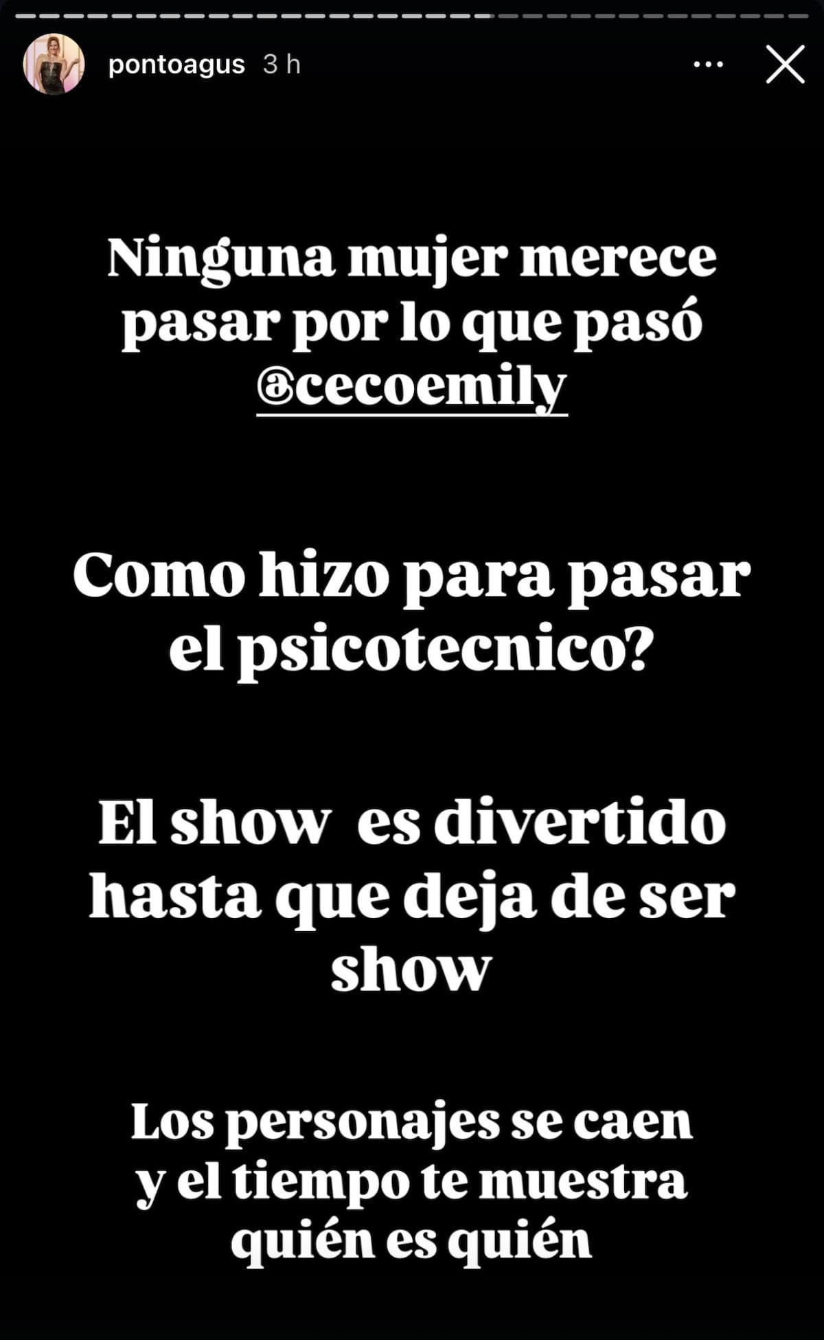 El descargo de Agustina, la participante que tuvo una cita a ciegas con Santiago. Foto Instagram