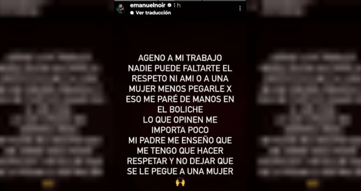 El descargo de Emanuel Noir en redes. Foto: NA.