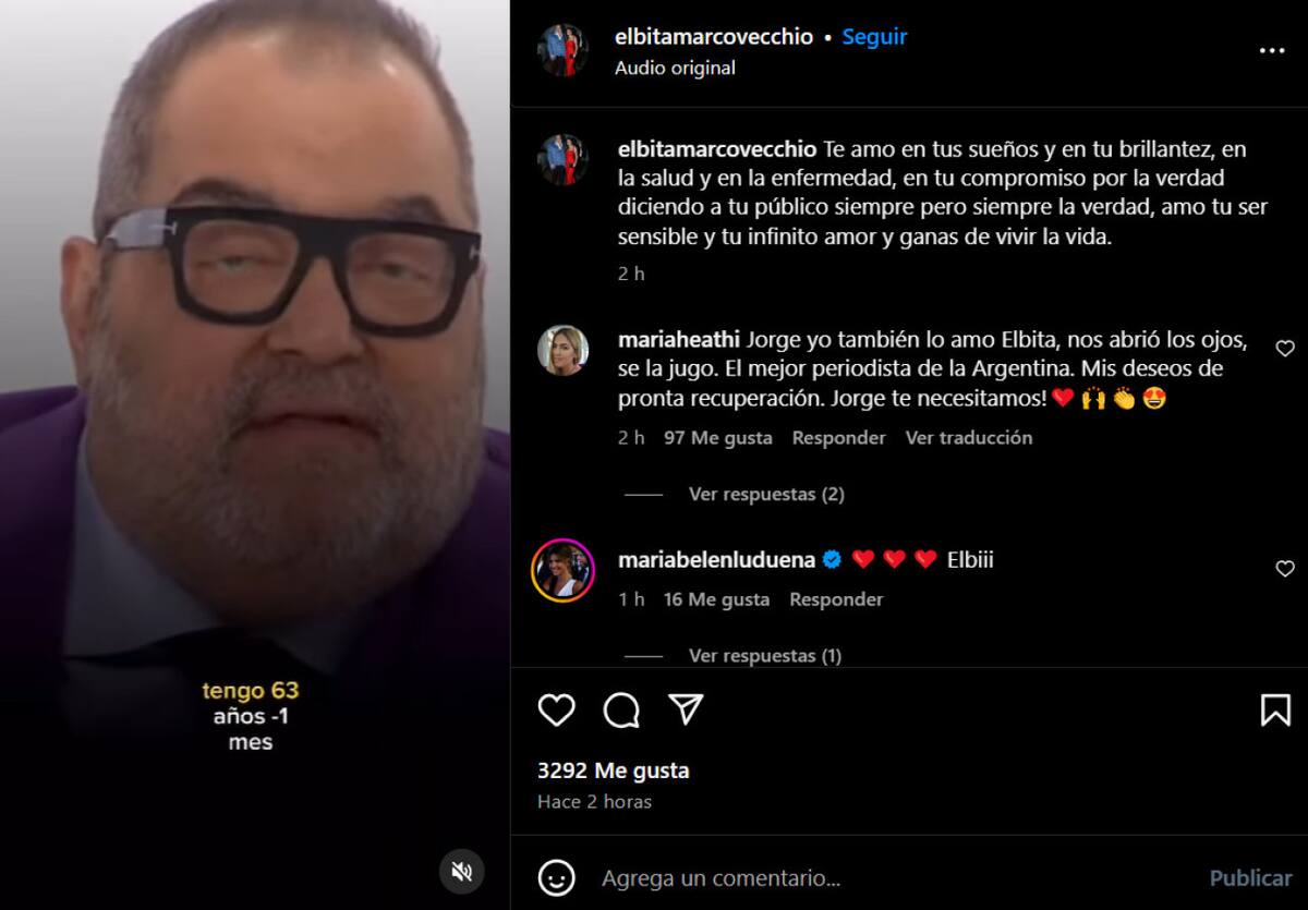 El emotivo posteo de Elba Marcovecchio. Foto: Instagram.