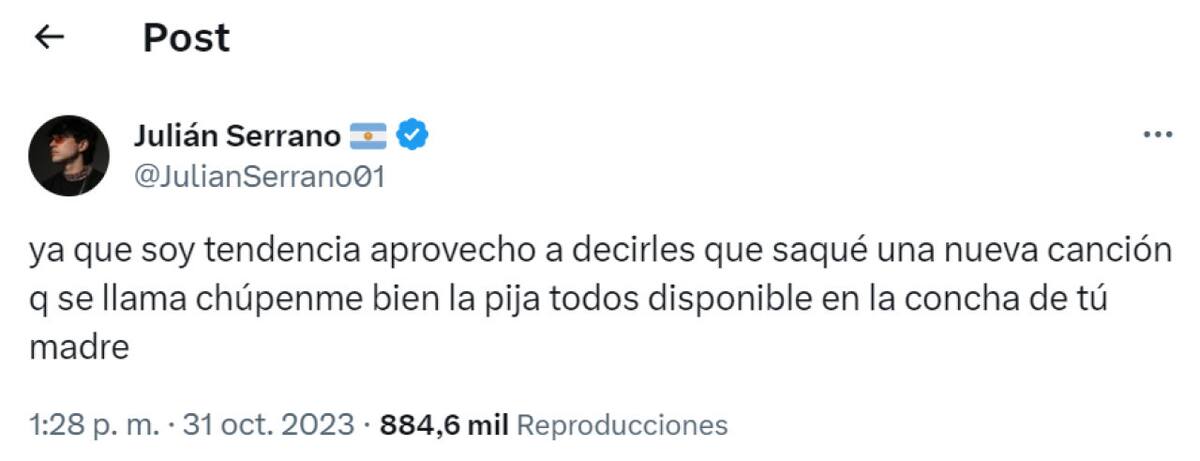 El enojo de Julián Serrano. Foto: Twitter.