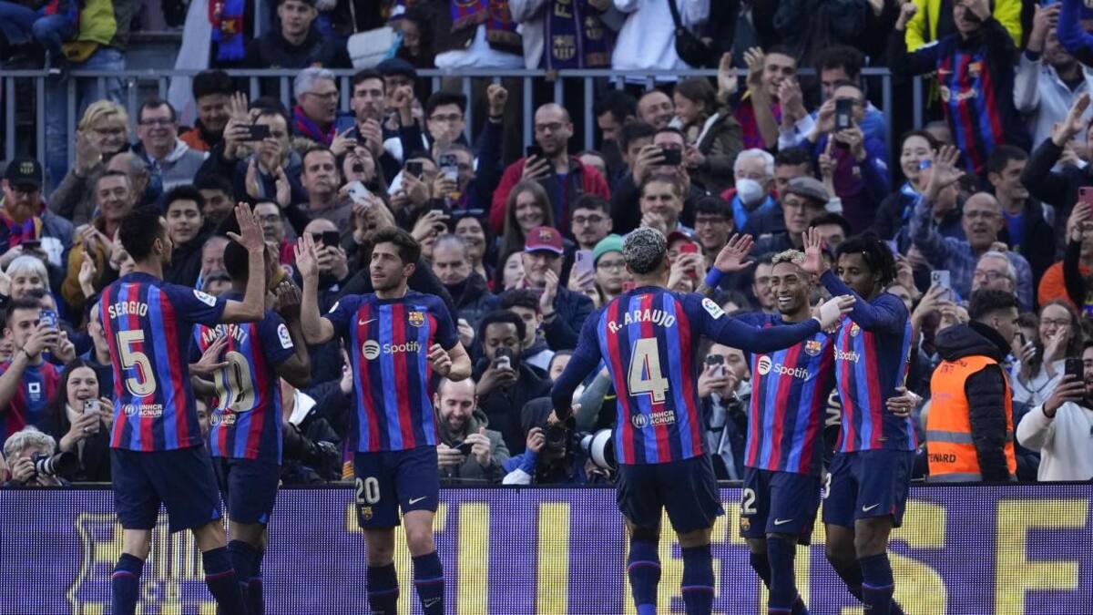 El festejo de Barcelona ante Valencia. Foto: EFE.