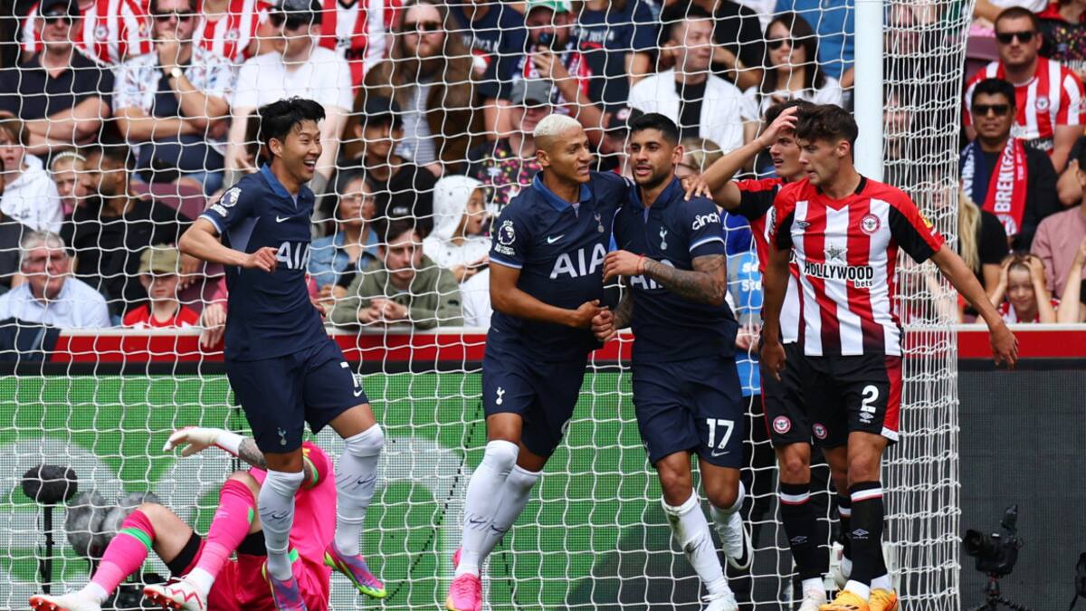 El festejo de Cristian "Cuti" Romero contra Southampton. Foto: Reuters.