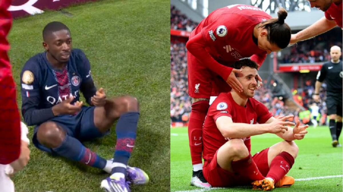 El festejo de Ousmane Dembélé en homenaje a Diogo Jota tras marcar su gol ante Bayern Múnich
