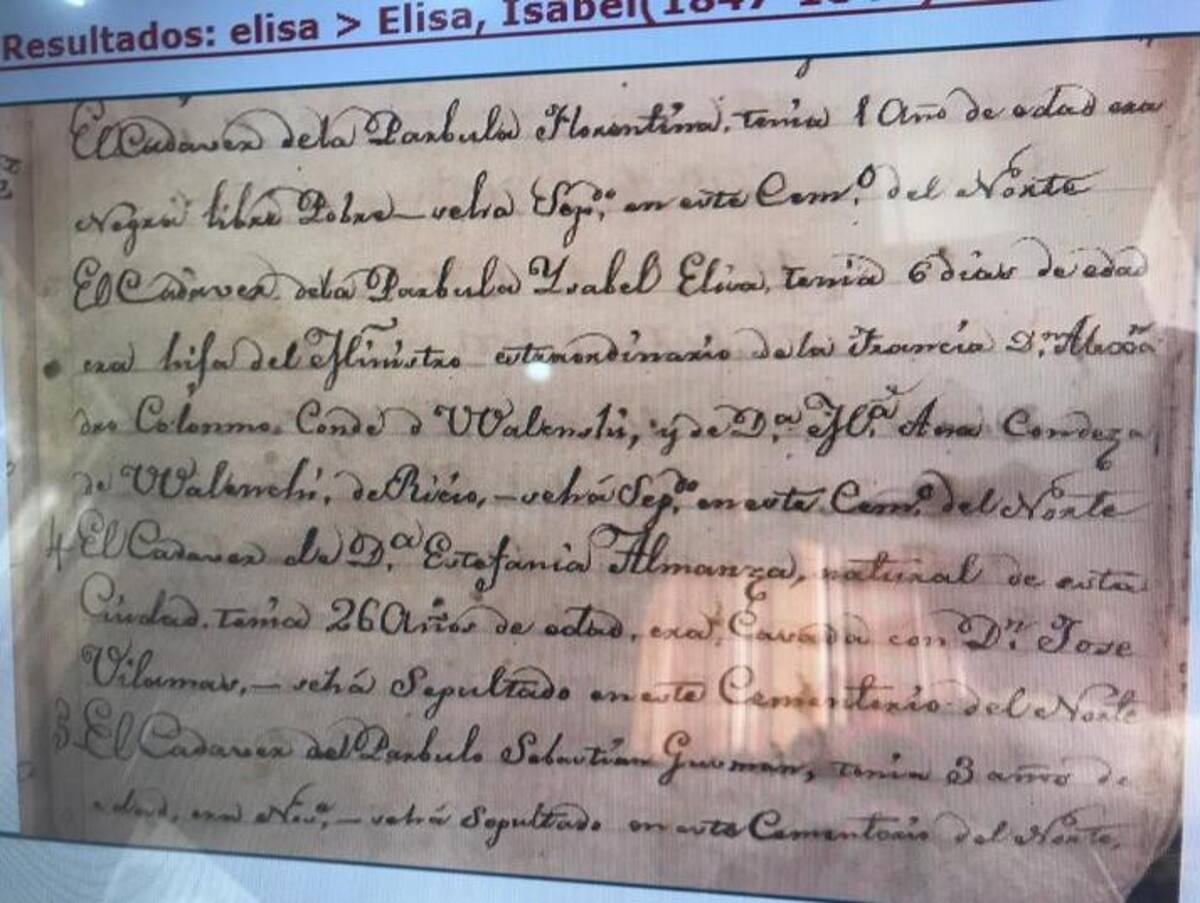 El folio 395 del libro de inhumaciones de mujeres que abarca el período de 1843 a 1849.