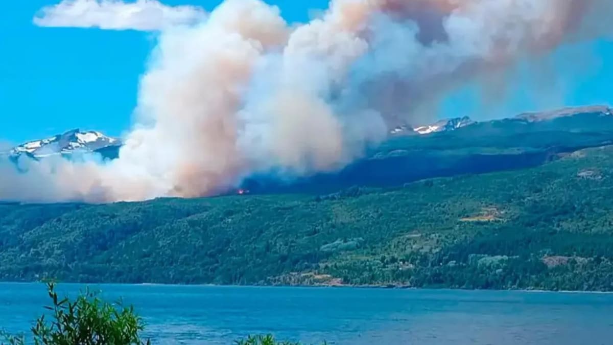 El fuego en el Parque los Alerces está fuera de control. (Foto NA).