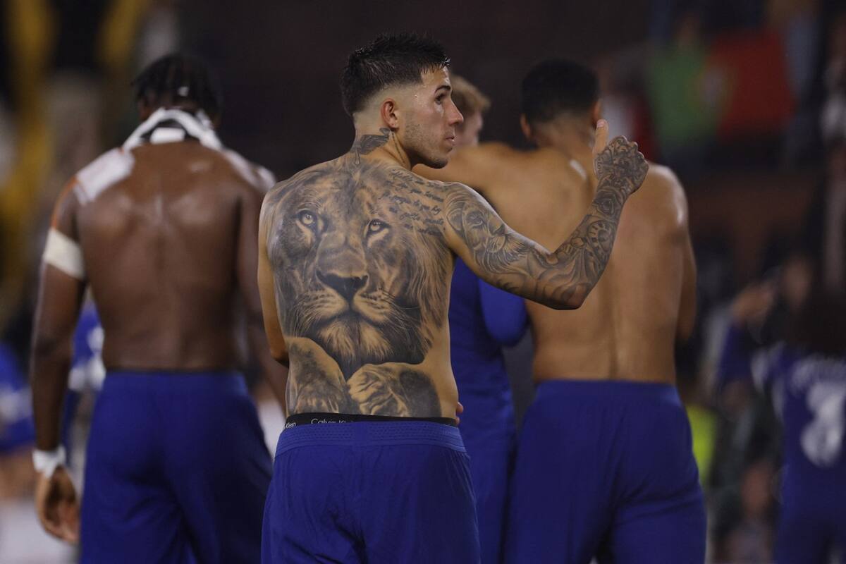 El increíble tatuaje de Enzo Fernández. Foto: Reuters.