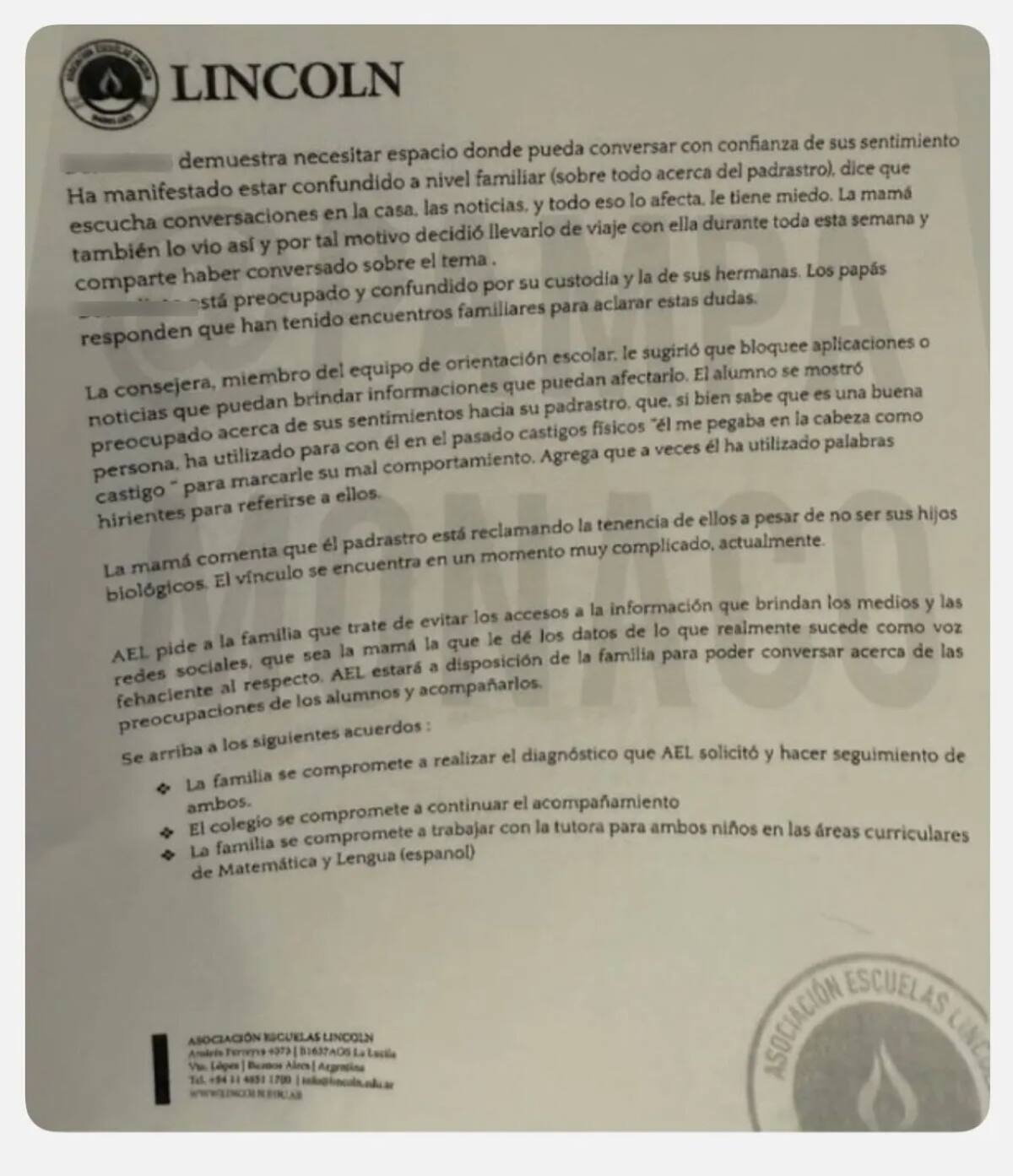 El informe escolar contra Mauro Icardi. Foto: Pampa Monaco.