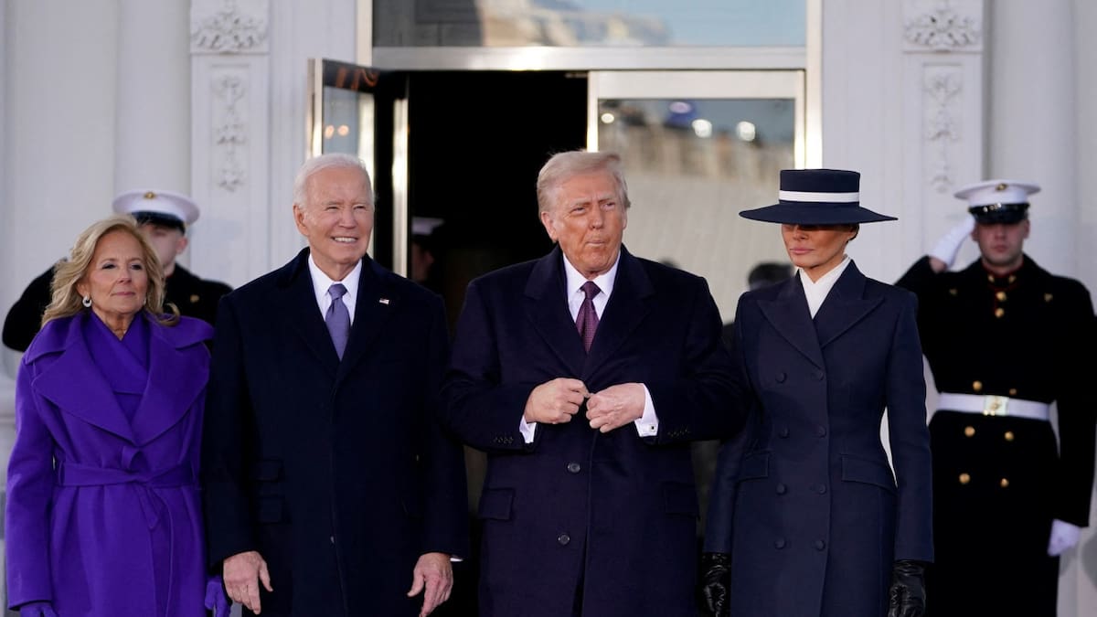 El look de Melania Trump en la asunción presidencial. Foto REUTERS