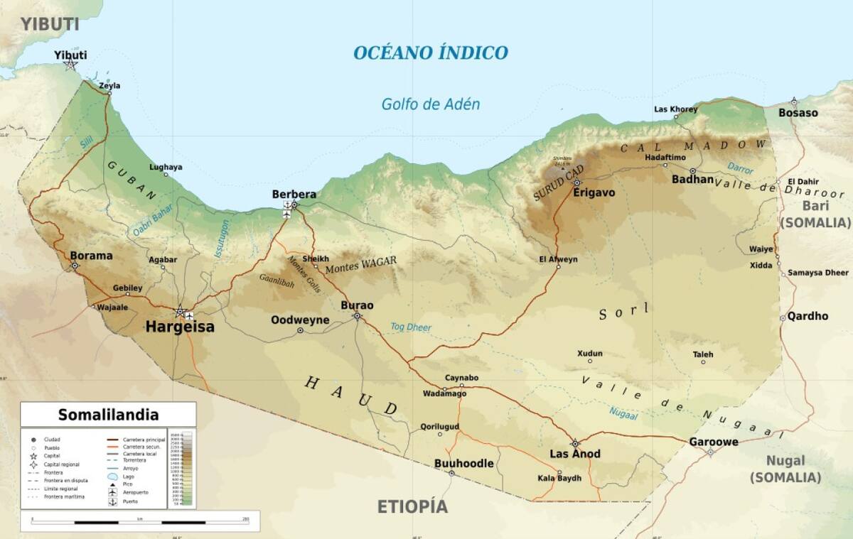 El mapa de Somalilandia. Foto: Wikipedia.