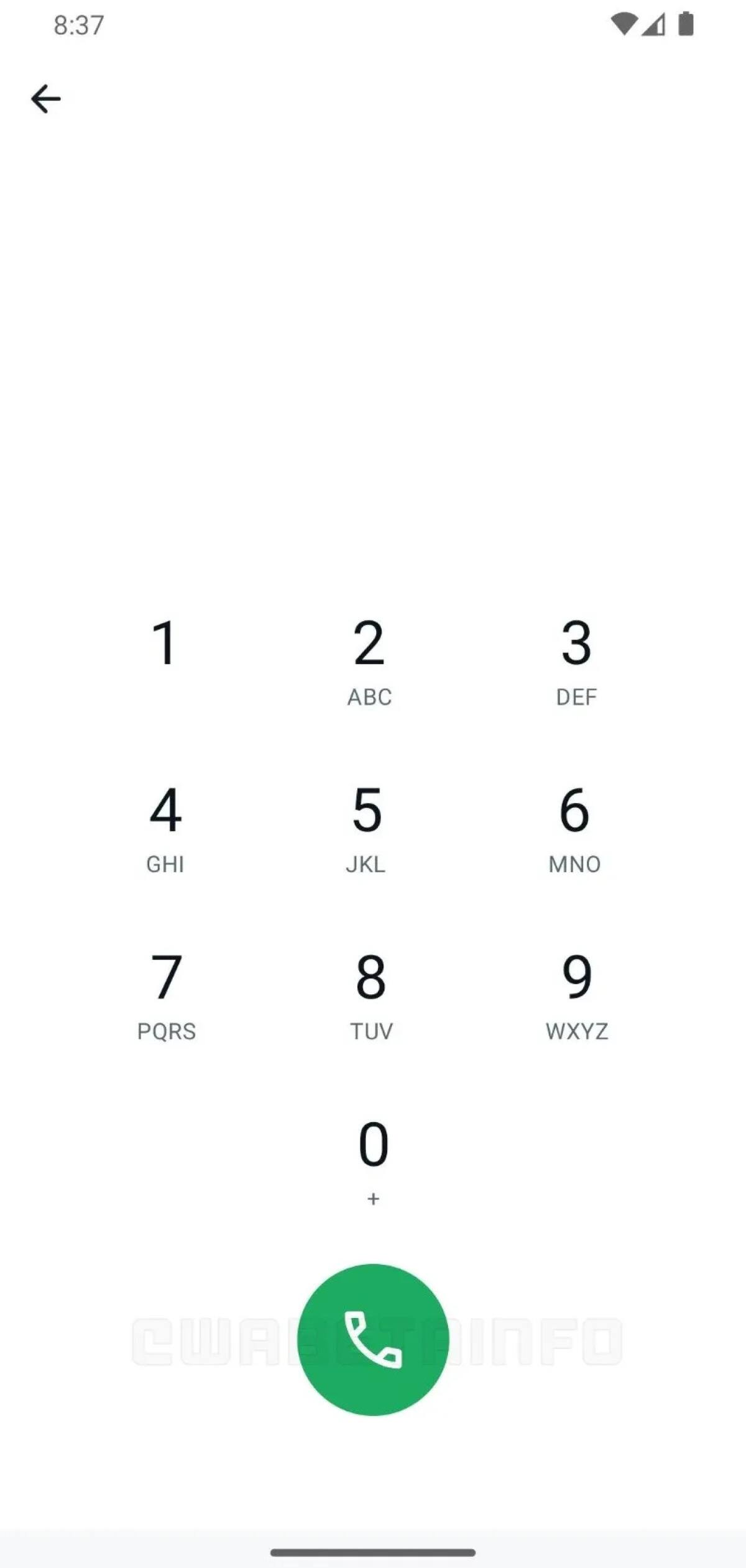 El marcador para realizar llamadas a números sin agendar. Foto: WaBetaInfo