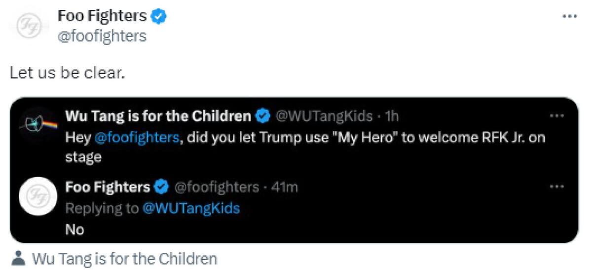 El mensaje de Foo Fighters sobre la polémica con Donald Trump. Foto: Captura.