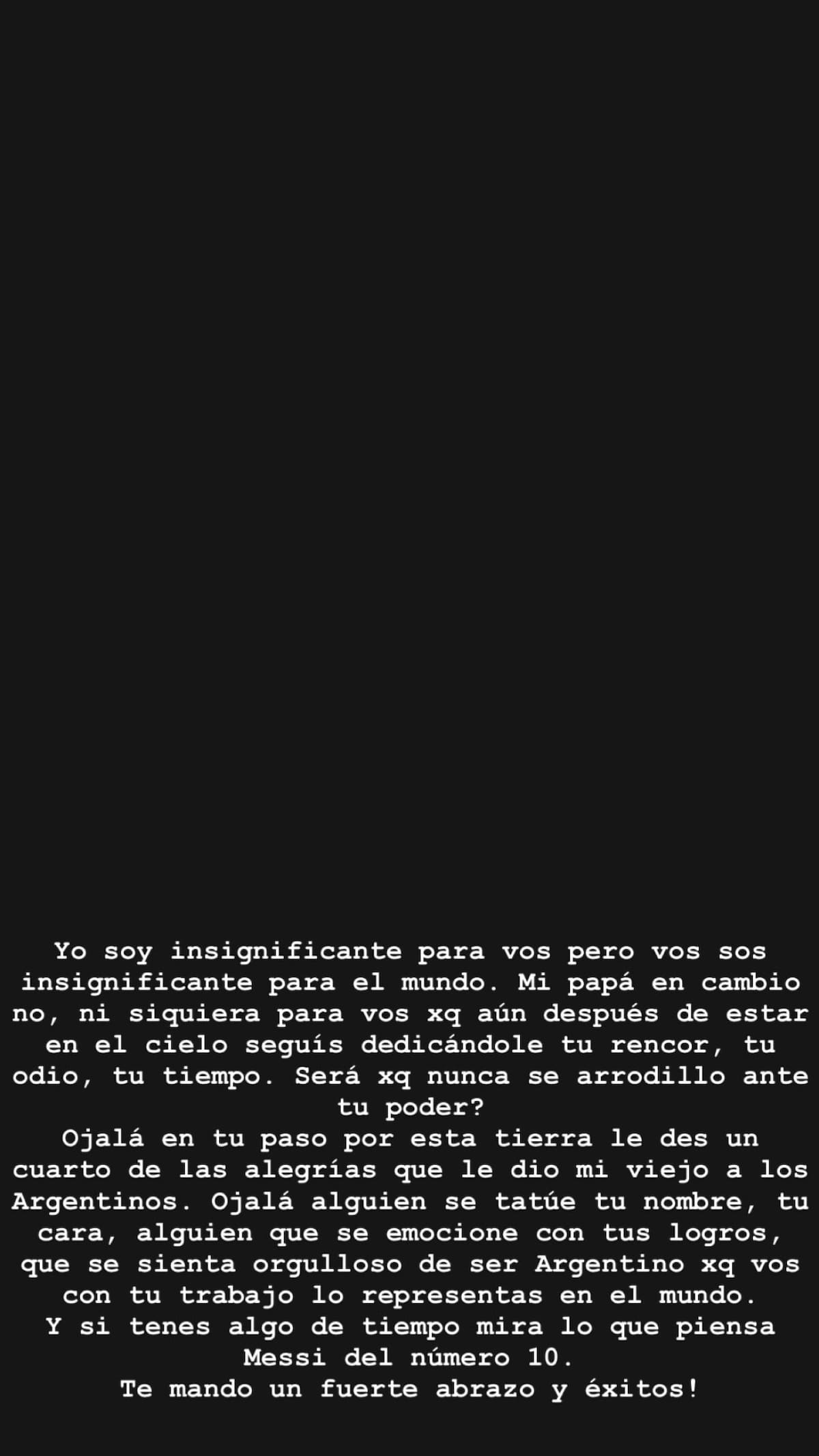 El mensaje de Gianinna Maradona tras los dichos de Mauricio Macri contra su padre. Foto: Instagram.