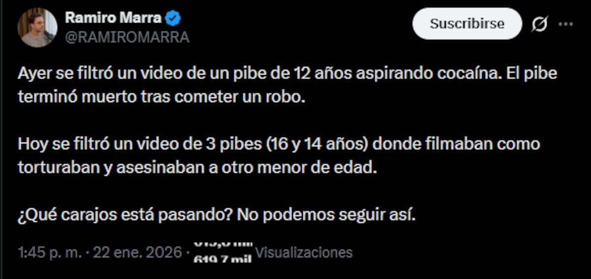 El mensaje de Ramiro Marra.
