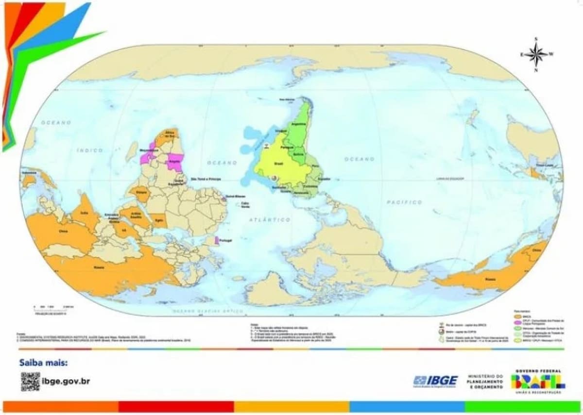 El nuevo mapamundi que planteó Brasil. Foto: IBGE