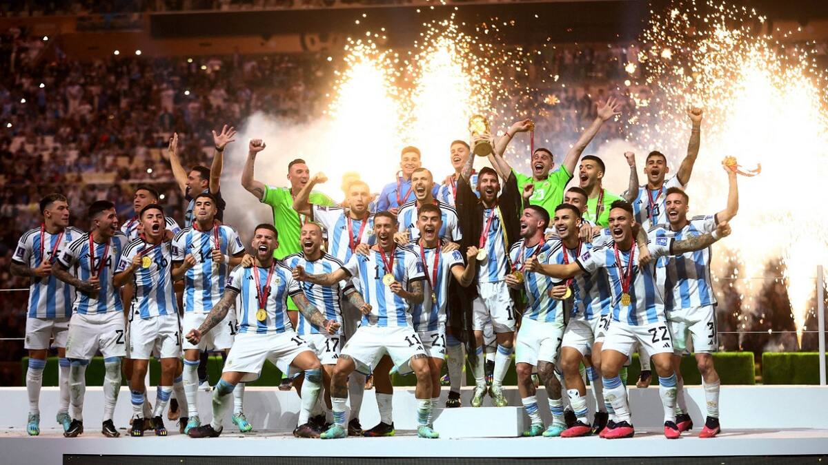 El plantel de la Selección Argentina, campeón en Qatar 2022. Foto: NA.