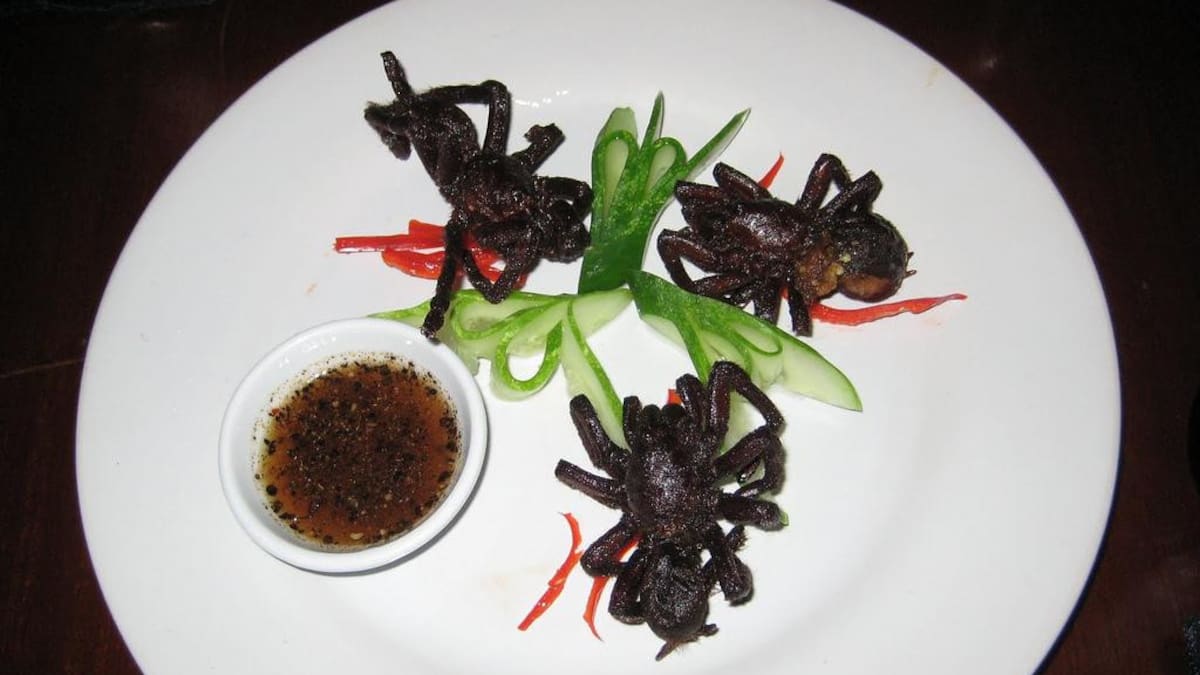 El plato más exótico de Camboya: una Tarántula crujiente