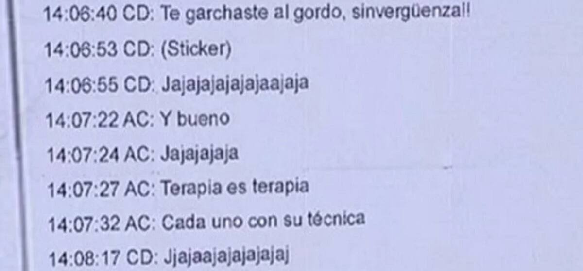 El polémico chat que involucra a Agustina Cosachov. Foto: NA.