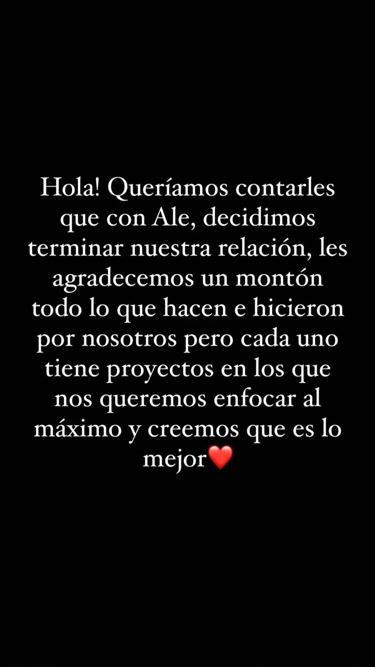 El posteo de Coti Romero. Foto: Instagram @cotyrommero.