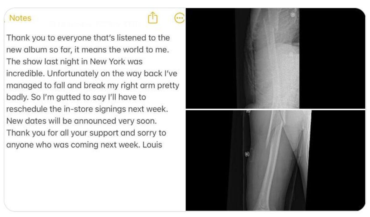 El posteo de Louis Tomlinson. Foto: Twitter@Louis_Tomlinson