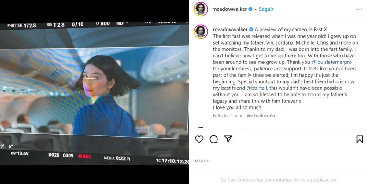 El posteo de Meadow Walker. Foto: Instagram/meadowwalker